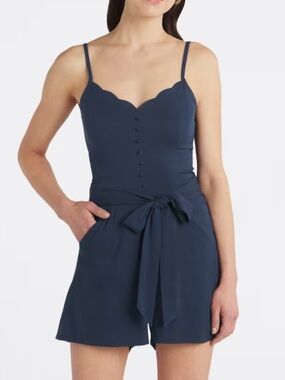 Market & Spruce Charla Sleeveless Scallop Romper Navy - XS

351323605
